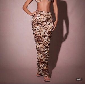 SHEIN Brown and Cream Maxi Pencil Skirt & Top Set.